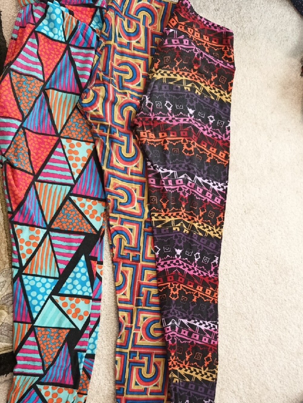 Set Of 3 -Bright Multicolor LulaRoe Leggings OS